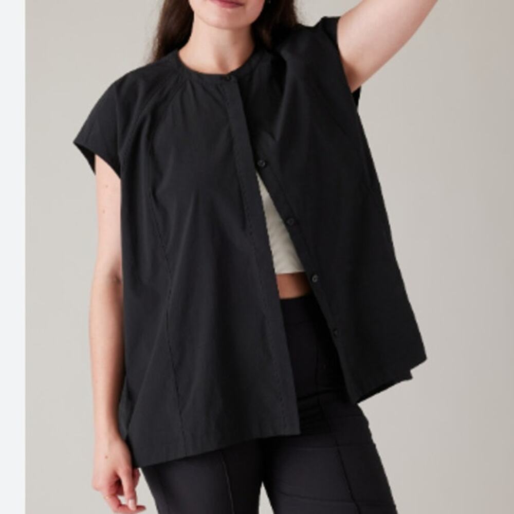 Athleta Performance Poplin Popover Button Up High… - image 1